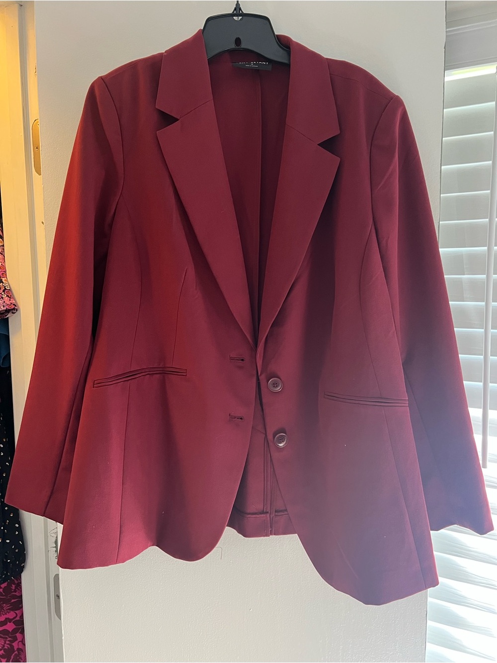 Womens Burgundy Blazer Jacket - Classic Tailored Coat